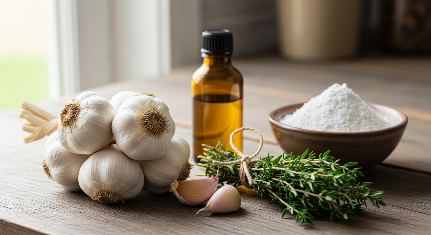 Mehr über den Artikel erfahren Weitere Kräuter gegen Parasiten: Knoblauch, Thymian, Oreganoöl & Kieselgur