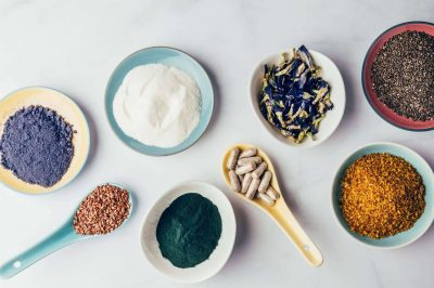 Variety of healthy food supplements